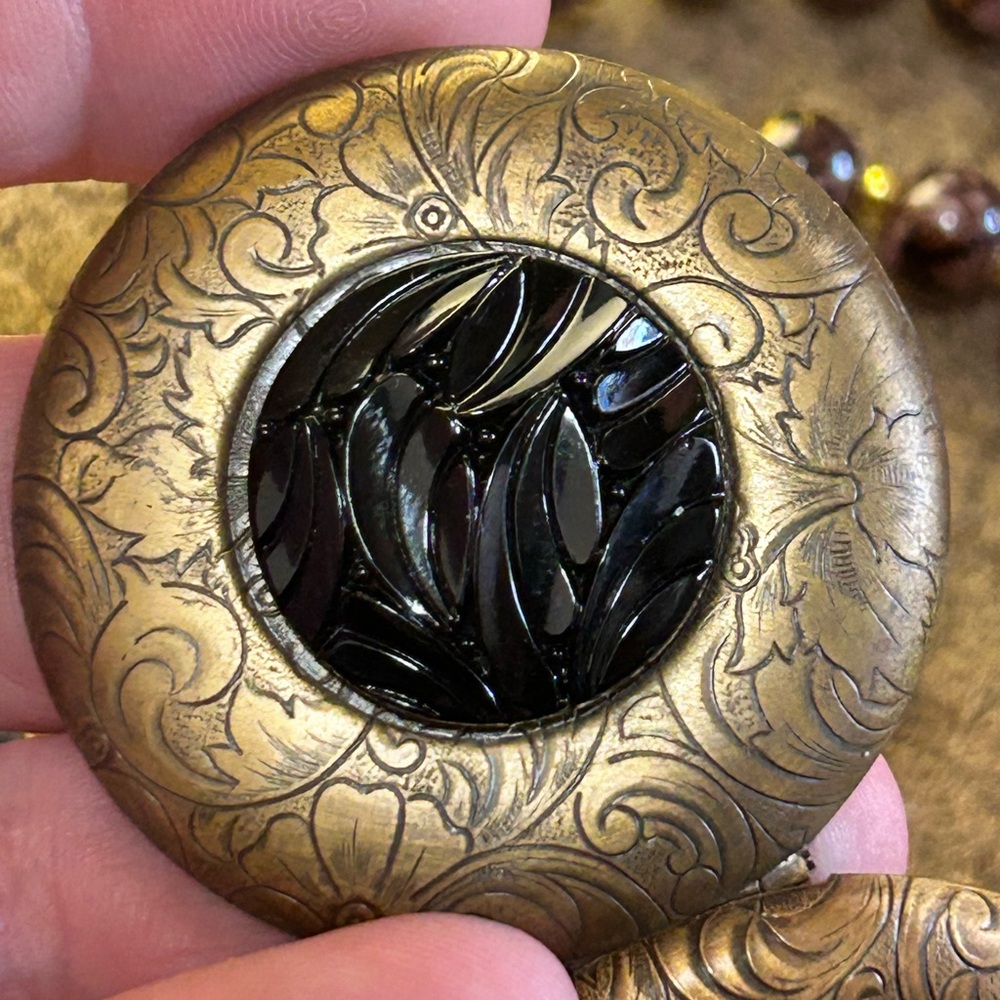 Handcrafted vintage pocket watch case locket art glass bead orca agate necklace - Picture 4 of 14